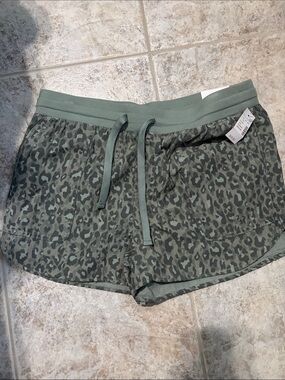Maurices Olive Green Leopard Print Athletic Shorts